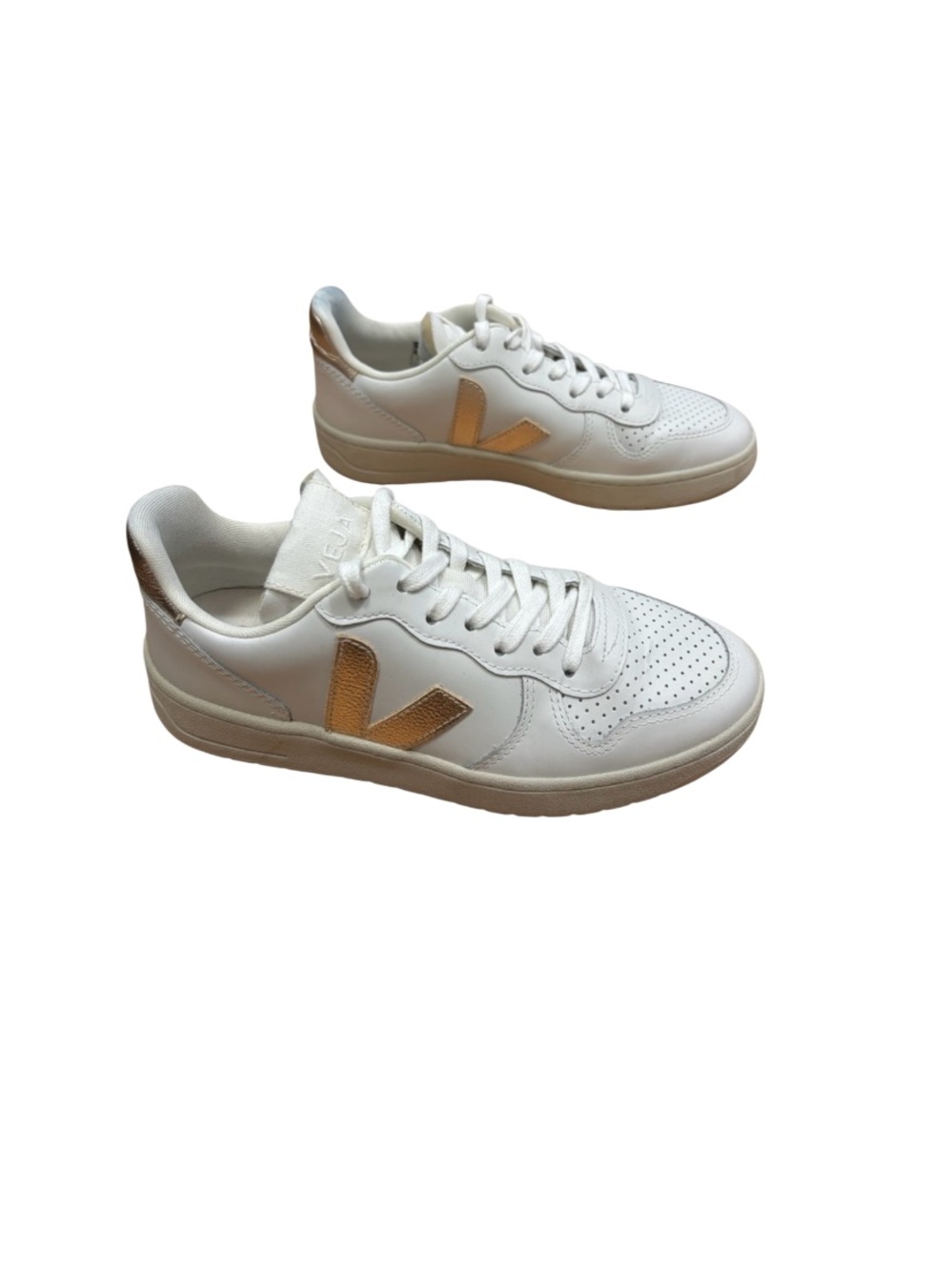 Veja V 10 Sneakers White with Metallic Gold